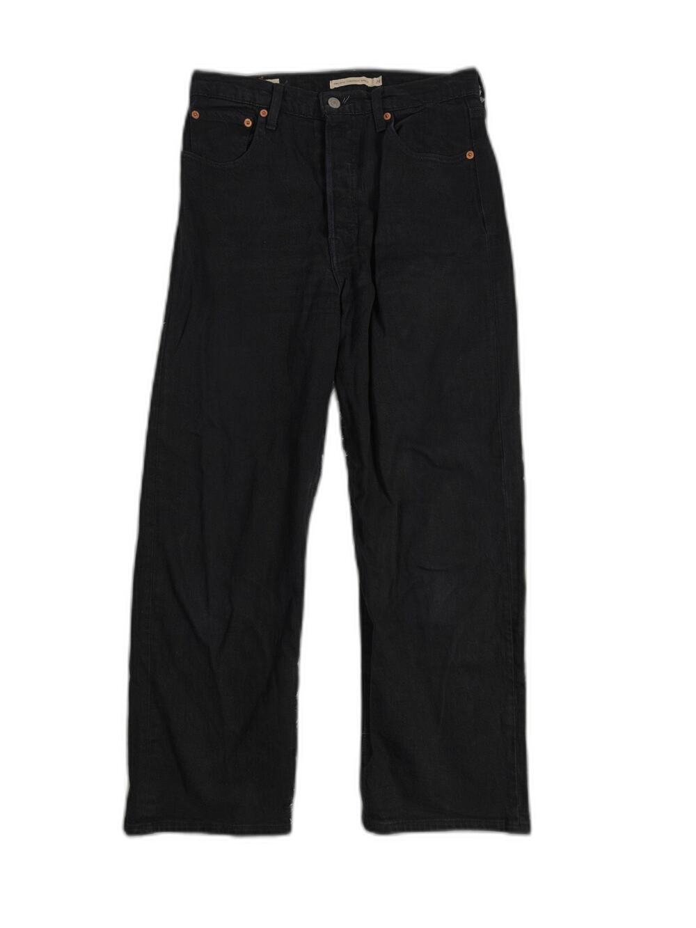 Mens Levis Ribcage Straight Ankle Jeans Black Size 28